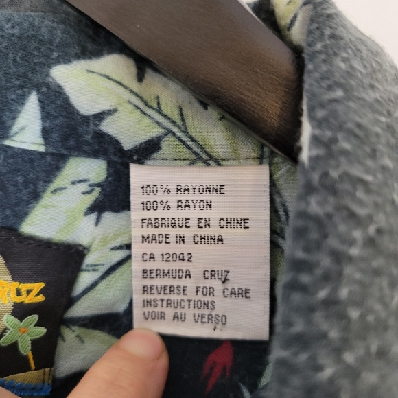 Bermuda cruz men's tropical Hawaiian hula girl Palm tree button front sh… - Picture 7 of 8